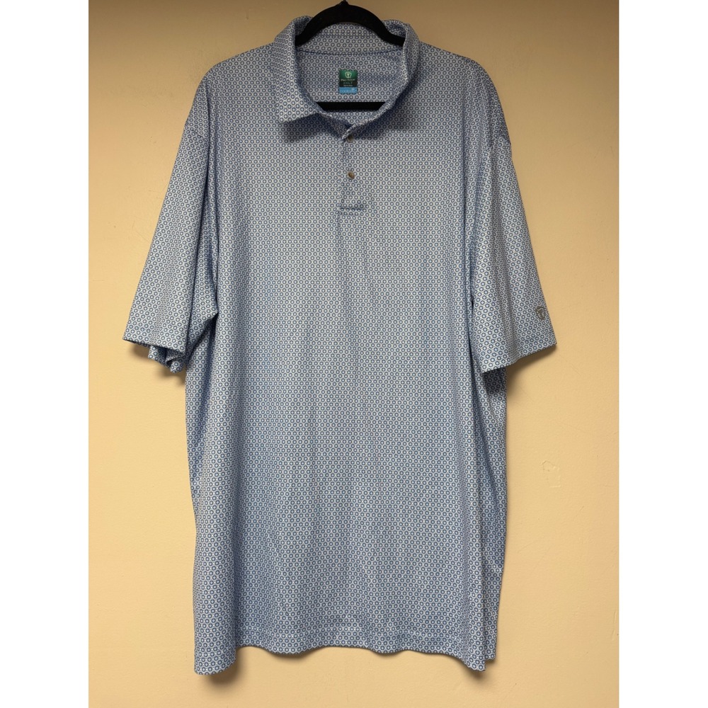 Pro Tour 2XLT Blue Geometric Print‎ Coolplay Golf Polo Shirt Mens